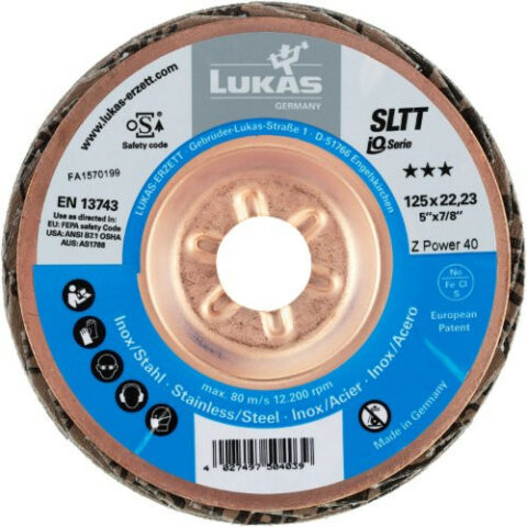 SLTT universal lamellar flap disc Ø 125 mm zirconia alumina (with active abrasive surface layer) grain 40 | flat