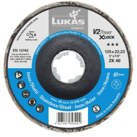 V2 POWER lamellar flap disc Ø 125 mm zirconia alumina grain 40 | for X-Lock angle grinder | flat