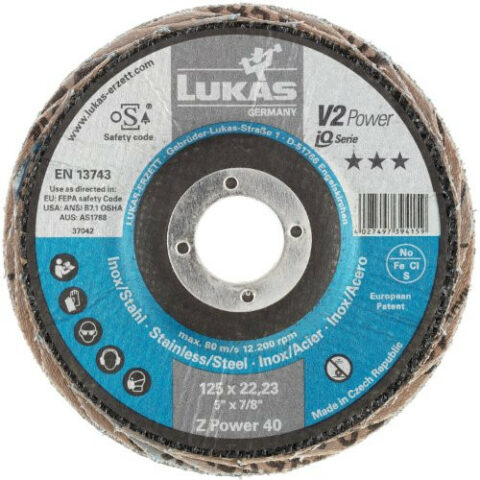 V2 Power universal lamellar flap disc Ø 115 mm zirconia alumina (with active abrasive surface layer) grain 60 | flat