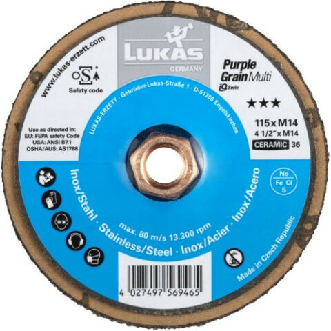 PURPLE GRAIN Multi universal compact flap disc Ø 115 mm ceramic grain 36