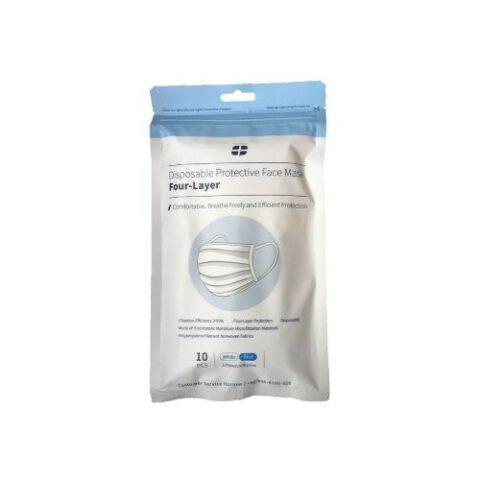 Mouth protection mask 4-ply, disposable mouth and nose protection, blue