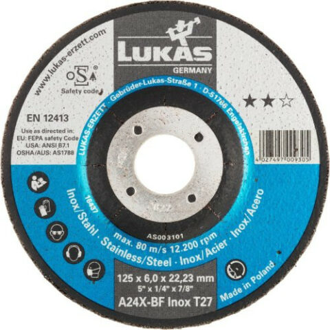T27 grinding disc for stainless steel 115×6 mm depressed centre | for angle grinder | A24X-BF
