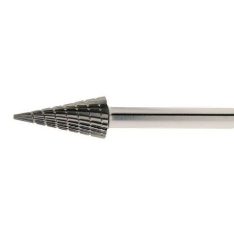 HSS MFM cone shaped burr for plastic/wood/rubber 6×18 mm shank 6 mm | cut 1