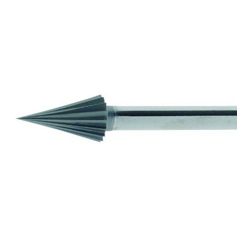 HSS MF cone shaped miniature burr for stainless steel/steel 6×10.5 mm shank 3 mm | cut 5