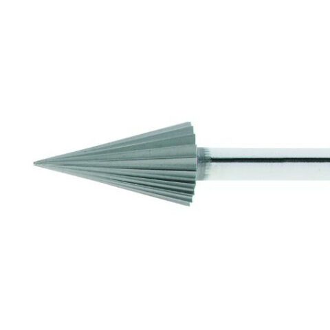 HSS MF cone shaped miniature burr for stainless steel/steel 8×14 mm shank 3 mm | cut 5