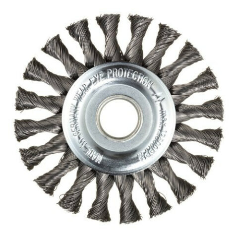 BRSZ round shaft brush 115×12 mm for angle grinder knotted