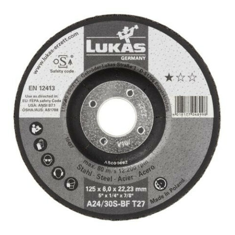 T27 grinding disc for steel 125×6 mm depressed centre | for angle grinder | A24/30S-BF