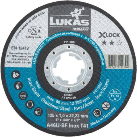 T41 cutting disc for stainless steel 115×1.0 mm straight | with X-LOCK | A46U-BF