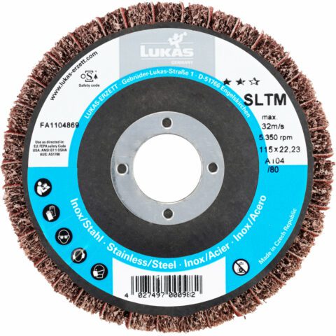 SLTM universal lamellar flap disc Ø 115 mm aluminium oxide grain 100/80 | flat