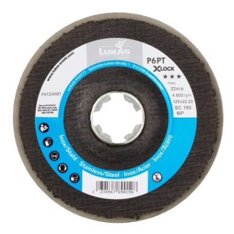 LUKAS polishing disc P6PT X-LOCK Ø 125 mm very fine | Grain 400 | for angle grinder dished silicon carbide (MWP)